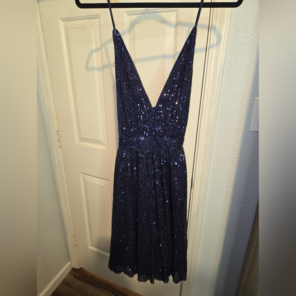 Luxxel Navy Sequin Dress Size XL